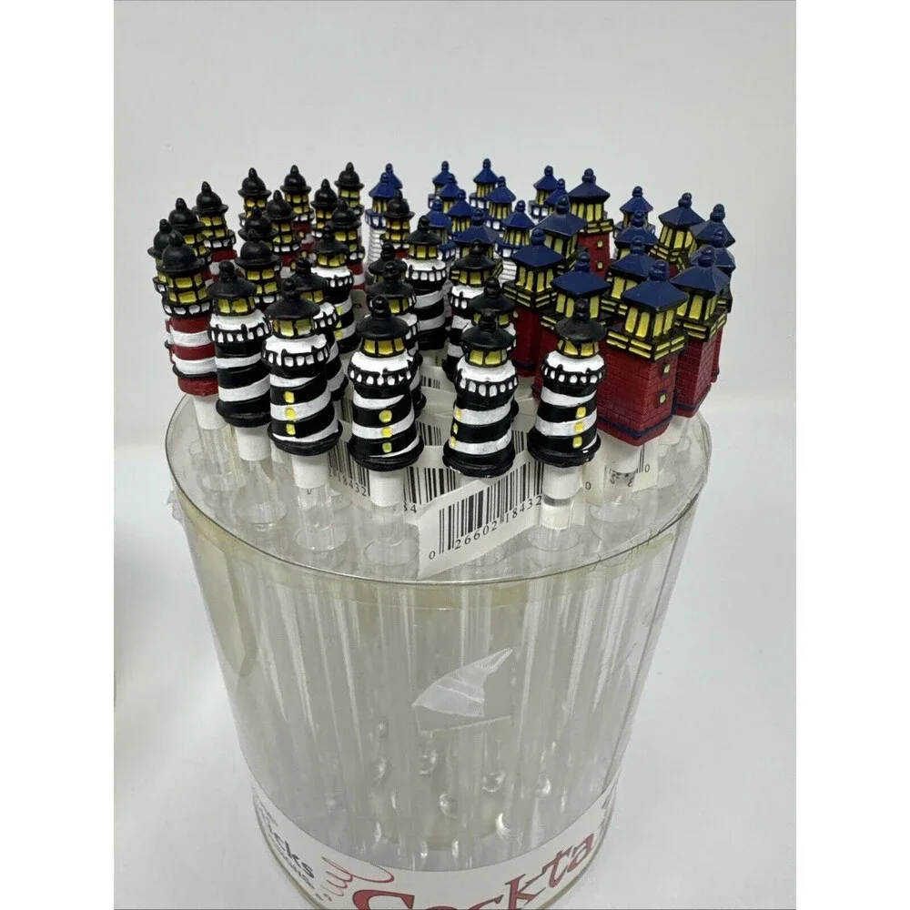 50 NOS Lighthouse Tiki Bar Swizzle Stick 4 Designs Boston Warehouse Cocktail